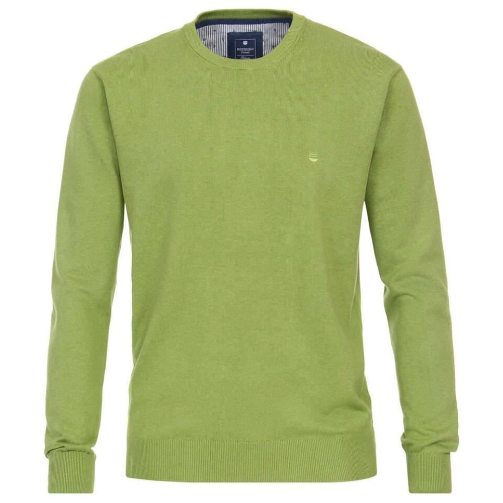 REDMOND CASUAL REGULAR FIT PULLOVER MEN GREEN ROUND NECK